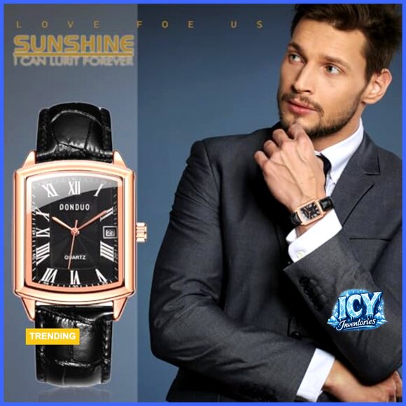 Retro Square Quartz Watch Silver Tone Case Crocodile Pattern Leather Strap main image 4